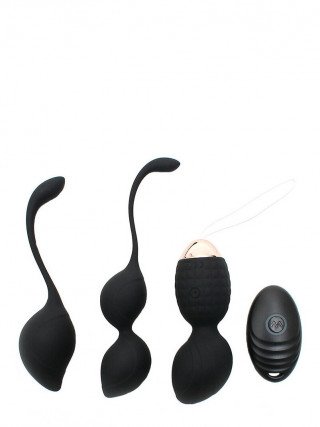 Juodas vibruojančių vaginalinių kamuoliukų rinkinys „Rimini“
