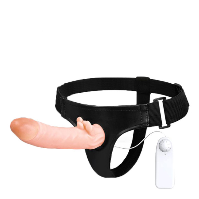 Vibruojantis tuščiaviduris strap-on dildo „Hybee“