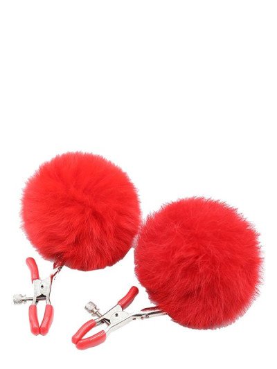 Spenelių spaustukai „Faux Fur Ball Nipple Clamps“