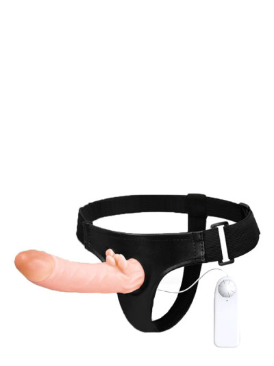 Vibruojantis tuščiaviduris strap-on dildo „Hybee“