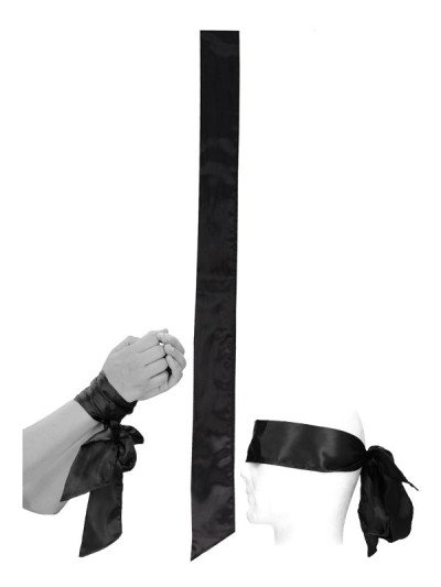 Raištis „Black & White Bondage Silky Ribbon“